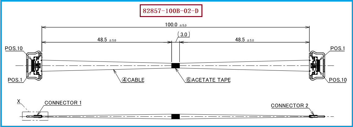 I-PEX 82857-100B-02-D极细同轴线束
