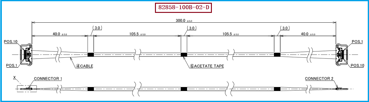 I-PEX 82858-100B-02-D极细同轴线束