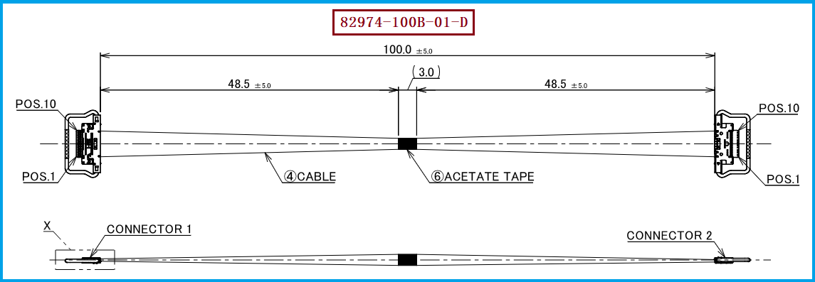 I-PEX 82974-100B-01-D极细同轴线束