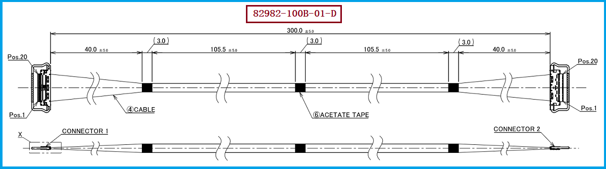 I-PEX 82982-100B-01-D极细同轴线束