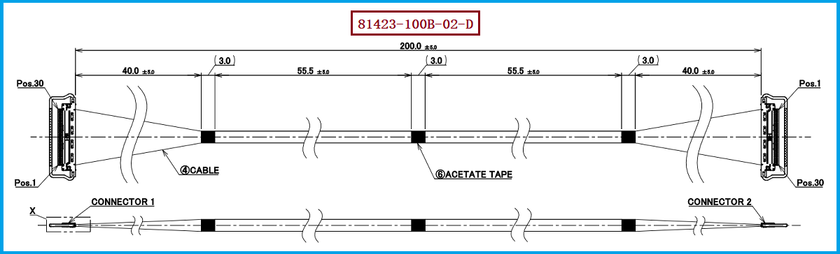 I-PEX 81423-100B-02-D极细同轴线束