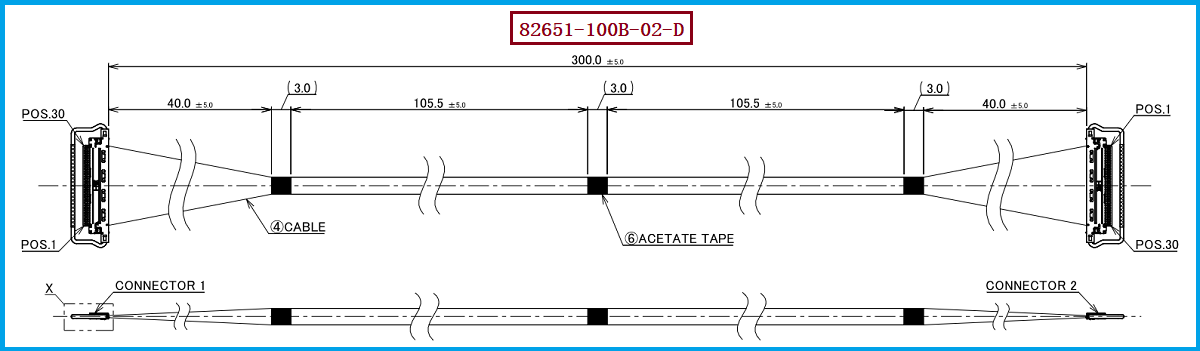 I-PEX 82651-100B-02-D极细同轴线束