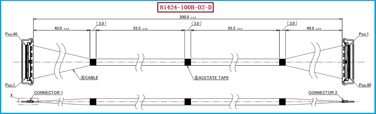 I-PEX 81424-100B-02-D极细同轴线束