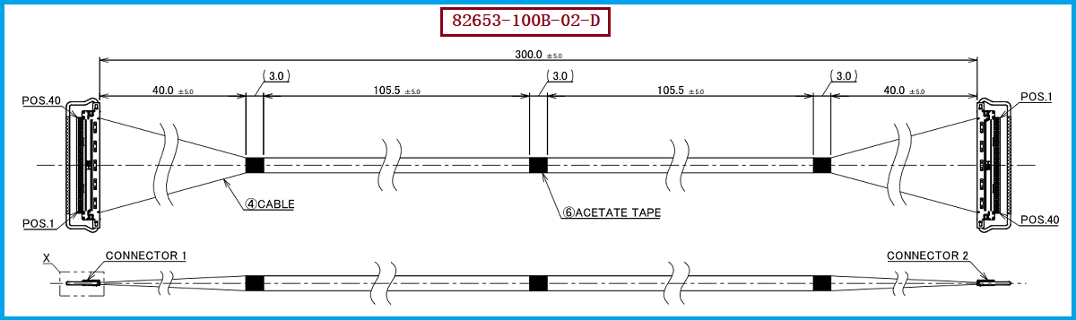 I-PEX 82653-100B-02-D极细同轴线束
