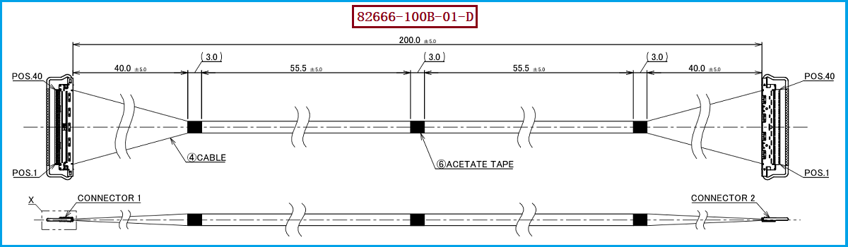 I-PEX 82666-100B-01-D极细同轴线束