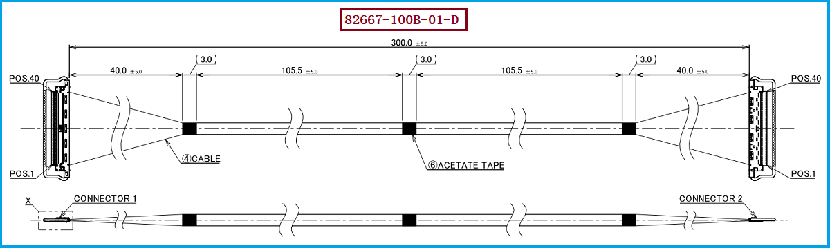 I-PEX 82667-100B-01-D极细同轴线束
