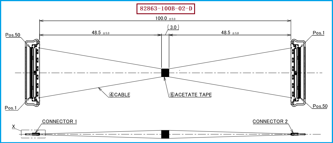 I-PEX 82863-100B-02-D极细同轴线束