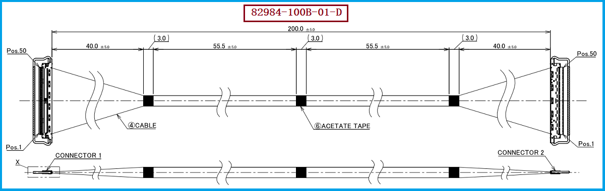 I-PEX 82984-100B-01-D极细同轴线束