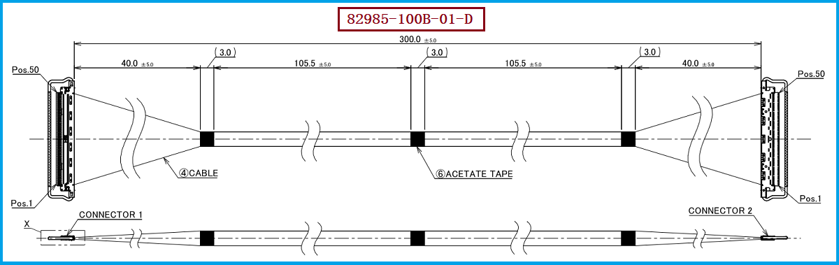 I-PEX 82985-100B-01-D极细同轴线束