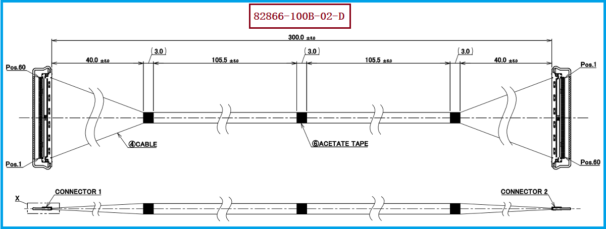I-PEX 82866-100B-02-D极细同轴线束