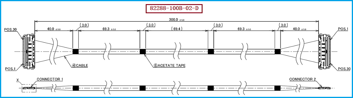 I-PEX 82288-100B-02-D极细同轴线束