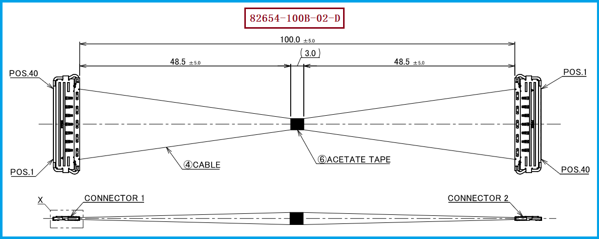 I-PEX 82654-100B-02-D极细同轴线束