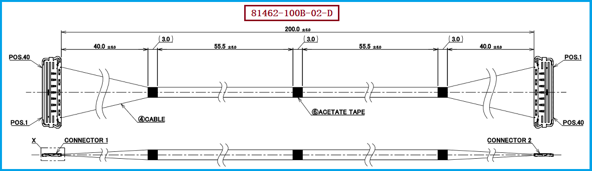 I-PEX 81462-100B-02-D极细同轴线束
