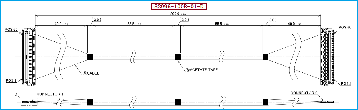 I-PEX 82996-100B-01-D极细同轴线束
