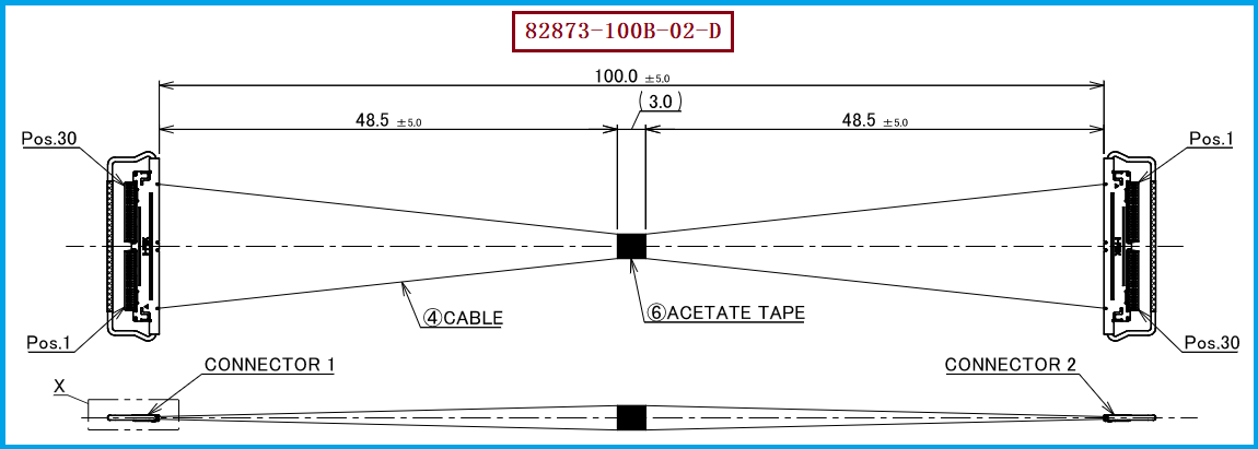 I-PEX 82873-100B-02-D极细同轴线束