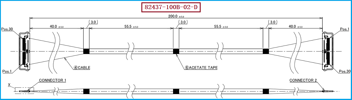 I-PEX 82437-100B-02-D极细同轴线束