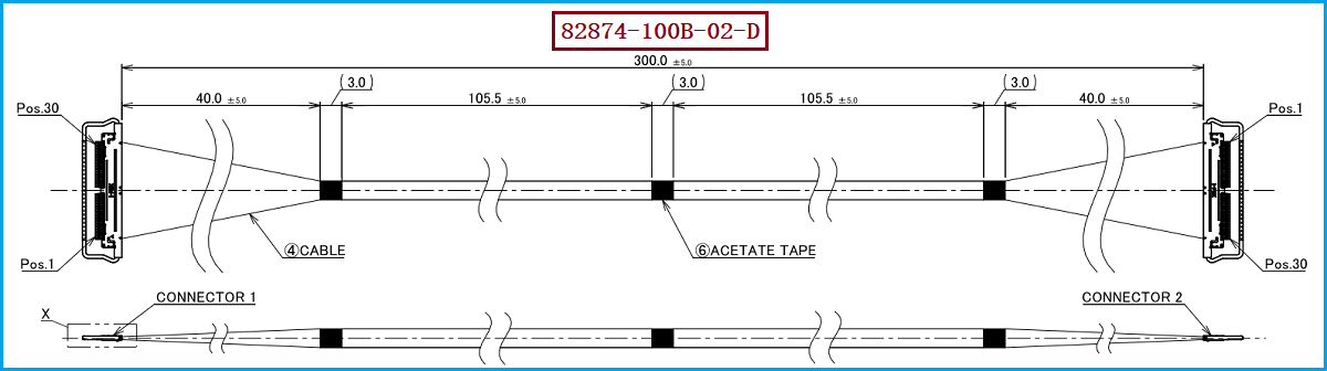 I-PEX 82874-100B-02-D极细同轴线束