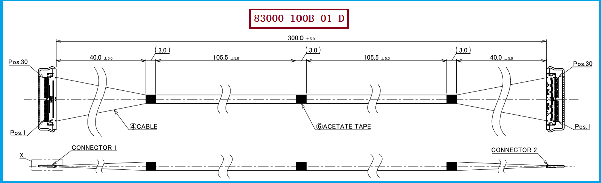 I-PEX 83000-100B-01-D极细同轴线束