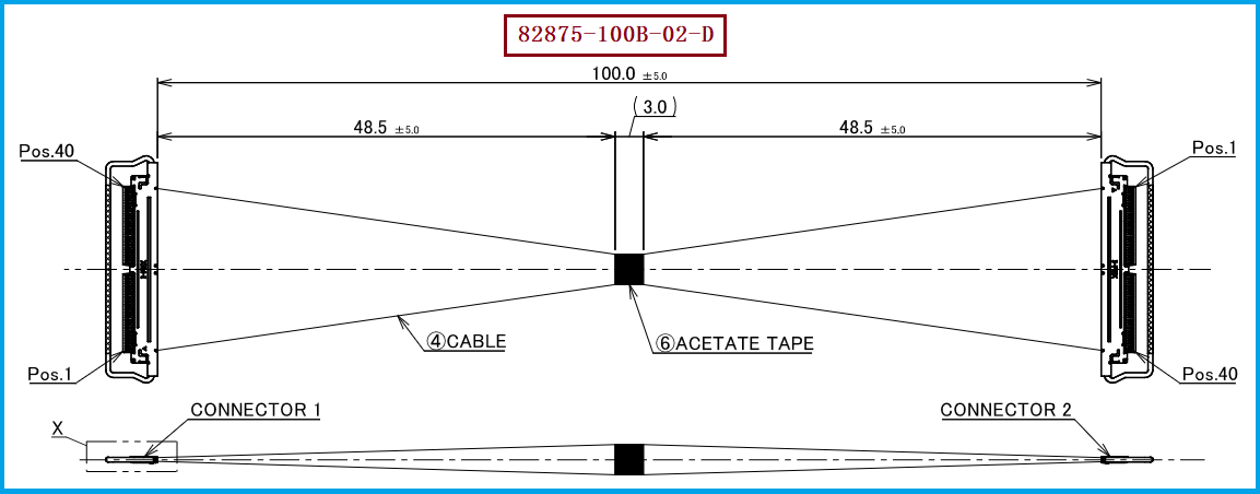 I-PEX 82875-100B-02-D极细同轴线束