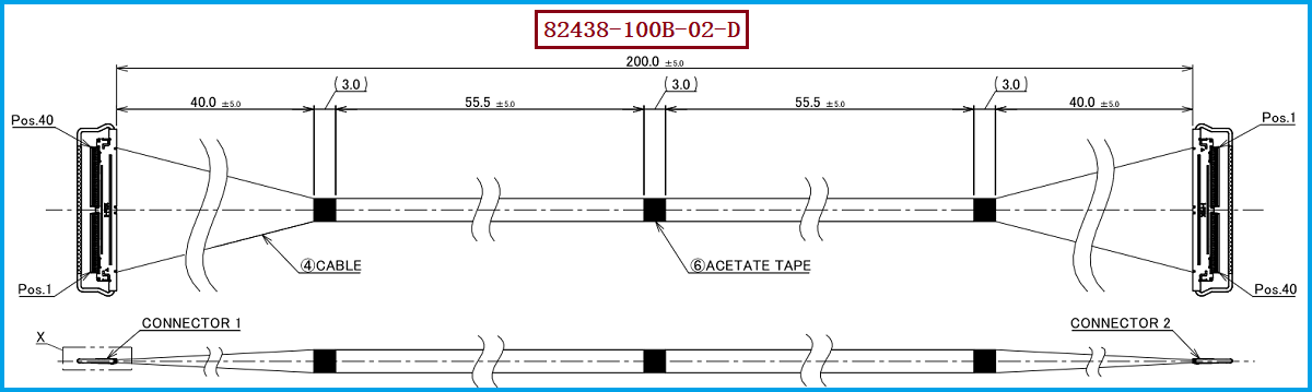I-PEX 82438-100B-02-D极细同轴线束