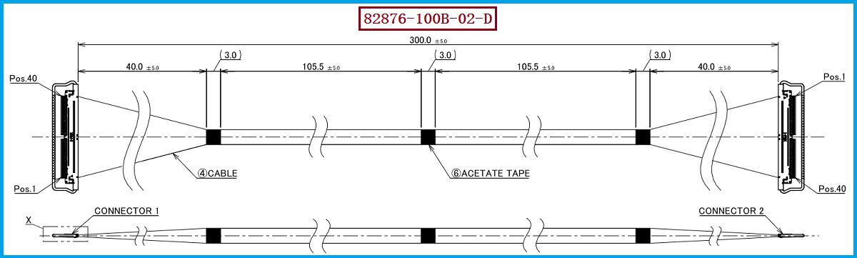 I-PEX 82876-100B-02-D极细同轴线束