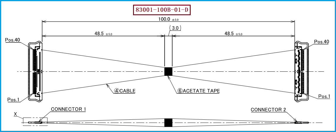 I-PEX 83001-100B-01-D极细同轴线束