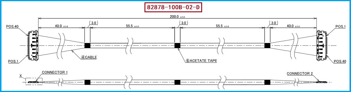 I-PEX 82878-100B-02-D极细同轴线束