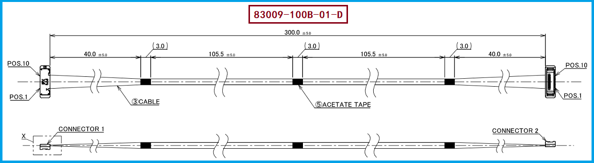 I-PEX 83009-100B-01-D极细同轴线束