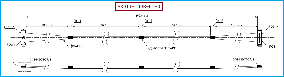 I-PEX 83011-100B-01-D极细同轴线束