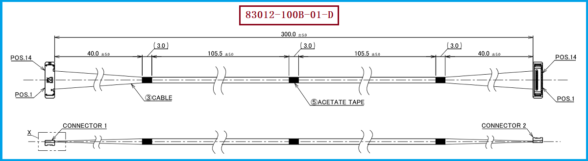 I-PEX 83012-100B-01-D极细同轴线束