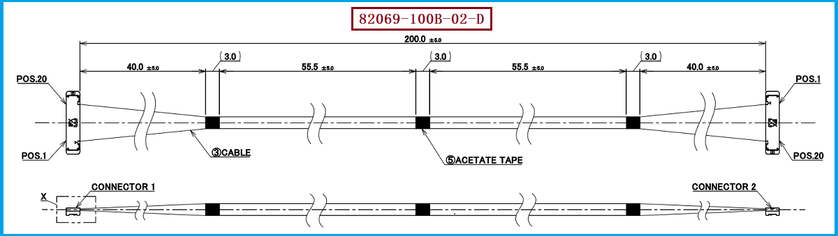 I-PEX 82069-100B-02-D极细同轴线束