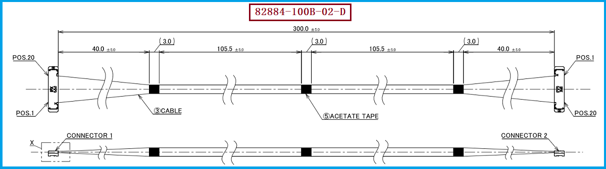 I-PEX 82884-100B-02-D极细同轴线束
