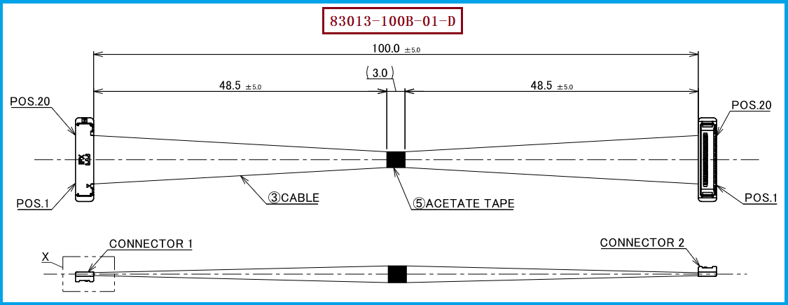I-PEX 83013-100B-01-D极细同轴线束