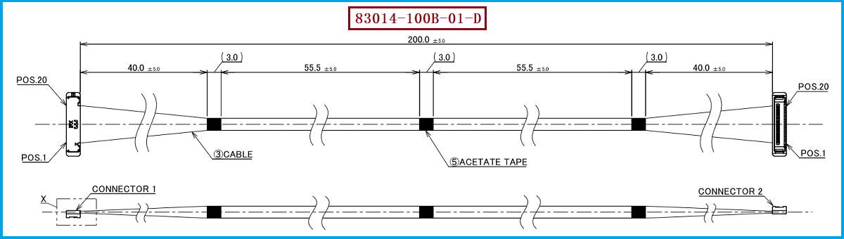 I-PEX 83014-100B-01-D极细同轴线束