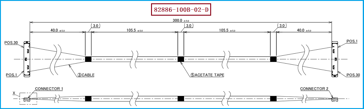 I-PEX 82886-100B-02-D极细同轴线束