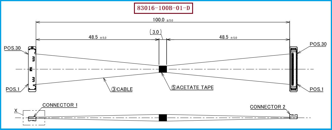 I-PEX 83016-100B-01-D极细同轴线束