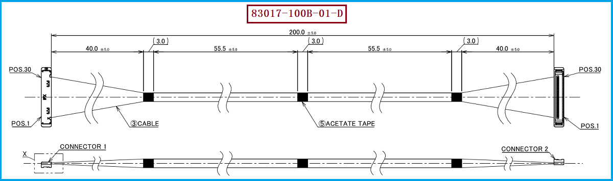 I-PEX 83017-100B-01-D极细同轴线束