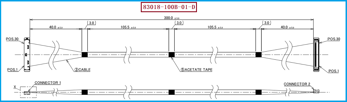 I-PEX 83018-100B-01-D极细同轴线束