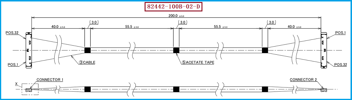 I-PEX 82442-100B-02-D极细同轴线束