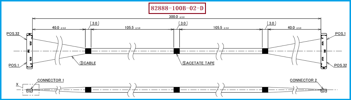 I-PEX 82888-100B-02-D极细同轴线束