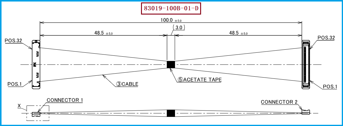 I-PEX 83019-100B-01-D极细同轴线束
