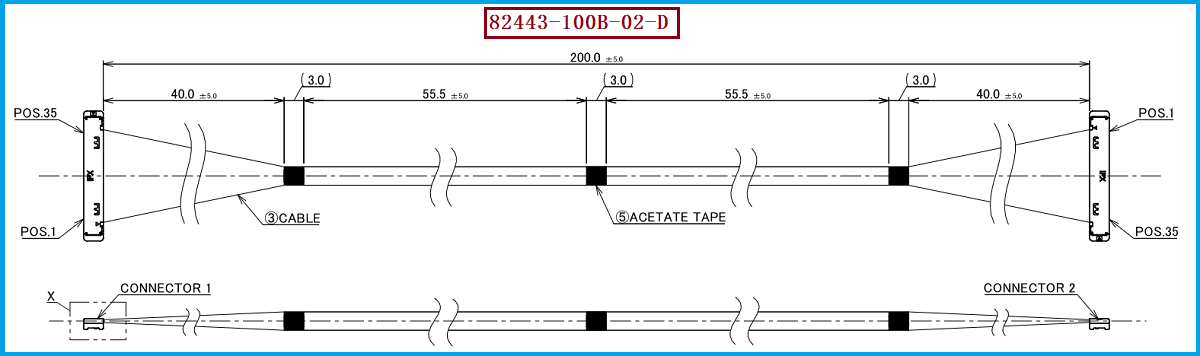 I-PEX 82443-100B-02-D极细同轴线束