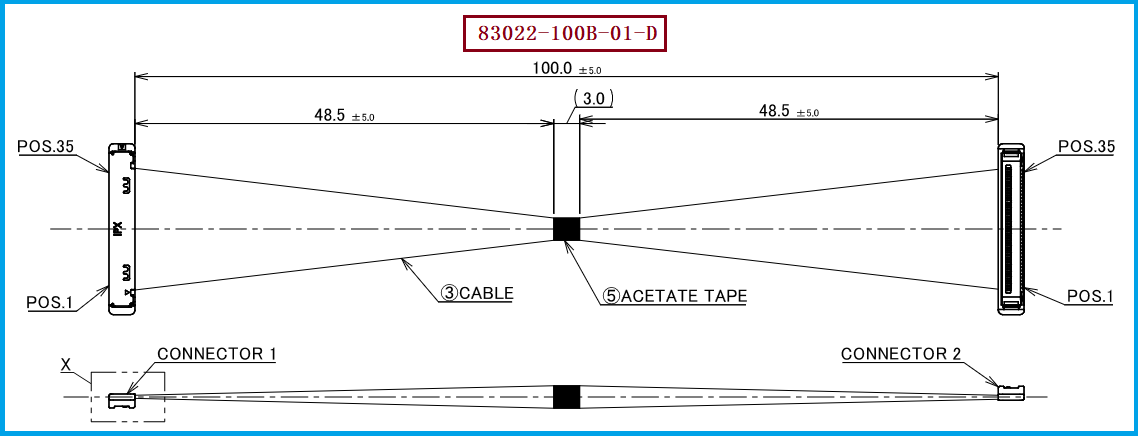 I-PEX 83022-100B-01-D极细同轴线束