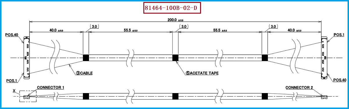 I-PEX 81464-100B-02-D极细同轴线束