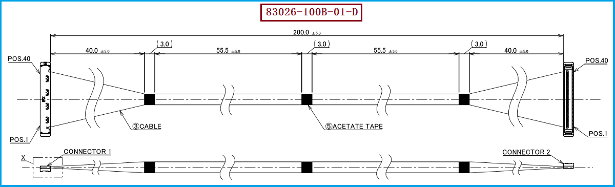 I-PEX 83026-100B-01-D极细同轴线束