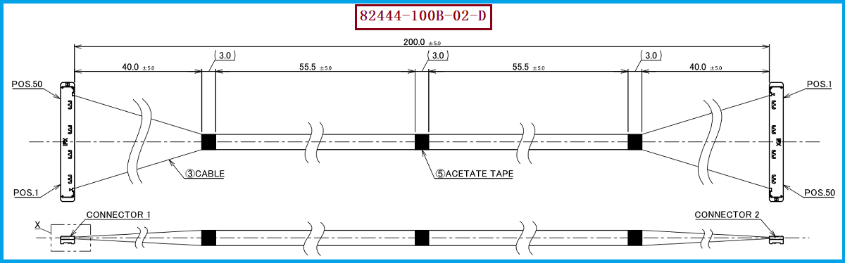 I-PEX 82444-100B-02-D极细同轴线束