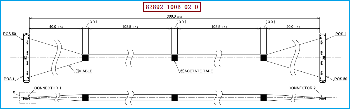 I-PEX 82892-100B-02-D极细同轴线束