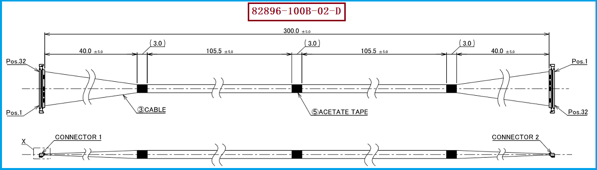 I-PEX 82896-100B-02-D极细同轴线束
