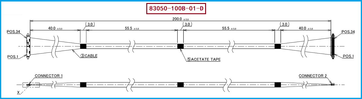 I-PEX 83050-100B-01-D极细同轴线束