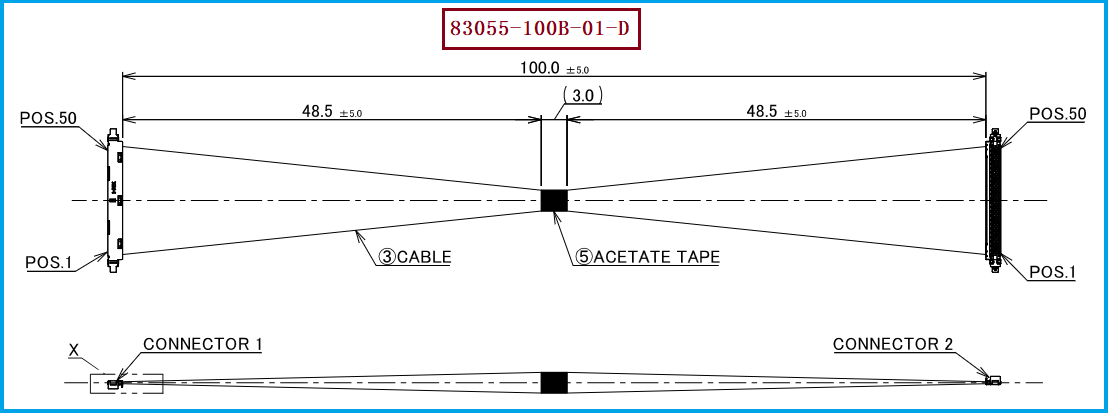 I-PEX 83055-100B-01-D极细同轴线束